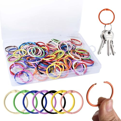 120Pcs Binder Rings Multicolor Binder Rings Metal Book Binder 30mm Loose Leaf Binders Book Rings Paper Rings Metal Ring for Flash Cards Papers Keychains School Office
