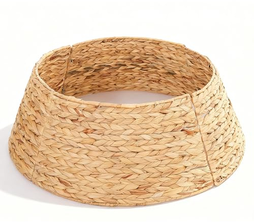 SALCAR 50cm Weihnachtsbaumring Abdeckung aus Rattan, handgefertigter Christbaumkorb, dekorativer Baumkragen, Baumständerschutz für kleine Weihnachtsbäume, Weihnachtsdeko, Weihnachtsbaum Umrandung