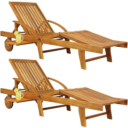 Casaria® Sonnenliege 200cm FSC®-Zertifiziert Klappbar 2er-Set