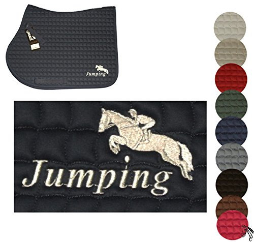 ESKADRON VS Schabracke mit Motiv 'Jumping' bestickt, Garnfarbe:lila, Schabrackenfarbe:schoko