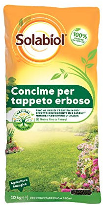 Solabiol Concime Granulare Biologico Tappeto Erboso con Tecnologia Natural Booster che favorisce lo sviluppo radicale. 10 Kg
