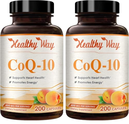 Coenzyme Q10 400mg CoQ10 Supplement - Once Daily Coq 10 400mg Powder Capsules for Healthy Heart Antioxidant and Energy Support - Non-GMO Quick Absorption Ubiquinone Q10 Coenzyme (200 Servings)