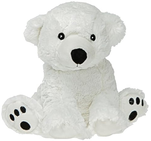 Pelucho - Bouillotte Peluche Ours polaire - Bien-Être, Chaleur et Douceur - Micro-Ondable - Grains de Blé et Fleurs de Lavande - Fabriquée en France