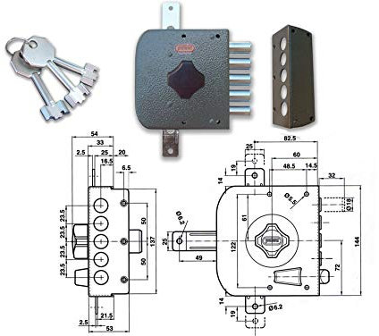 Potent 495/S Serratura Pompa Triplice S/A Sx