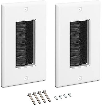 kwmobile Placca Passa-cavi - 2x Coperture Spazzola Passaggio Fili Elettrici - Cornice Copertura per Fori Pareti e Scrivania - Passa-cavo Bianco/Nero