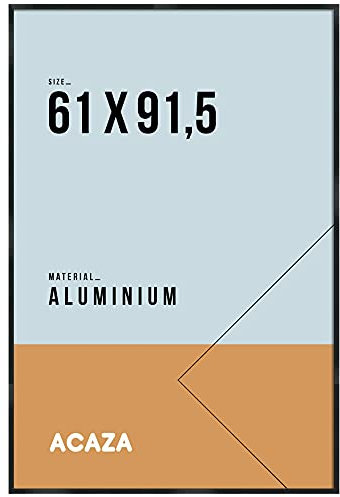 ACAZA Bilderrahmen 61x91,5 cm Schwarz, Aluminium mit bruchsicherem Acrylglas, für Photos, Poster und Puzzles, Wandmontage, Hoch- und Querformat