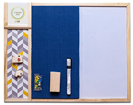IVEI Combination Board - Pin and White Board Combo - Dry Erase - Bulletin - Memo Board - Calendar | All Purpose to-do Boards for Office, School, Home | 15in X 19in |(with Metal Board Big (Blue))