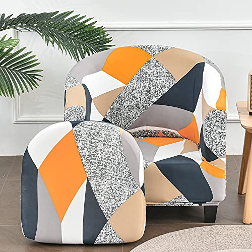 Highdi 2 Stück Sesselschoner Sesselüberwurf mit Elastisch Stretch Husse, Club Chair Schonbezug Sofabezug mit hoher Dehnung Sessel für Clubsessel Loungesessel Cocktailsessel (Patchwork)