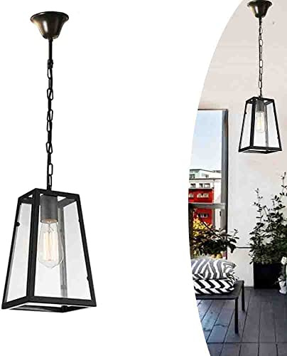 Chao Zan Vintage Pendant Lights Outdoor Waterproof Ceiling Lights Industrial Aluminum Glass lampshade Hanging E27 Chandelier Lighting Metal Black for Kitchen,Garden Entrance Porch Corridor Villa Yard