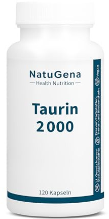 NatuGena Taurin 2000 mg hochdosiertes Taurin, pflanzliche Aminosäuren aus Fermentation, 120 Kapseln (1 Monats Packung)