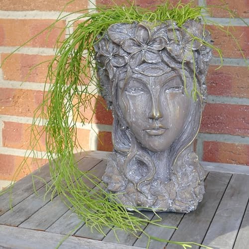 Storm's Gartenzaubereien Büste - Kopf zum Bepflanzen aus Polyresien 32cm braun Mädchenfigur als Blumentopf - wetterfest Übertopf