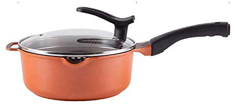 OQHAIR Woks antiadhésifs et poêles à Frire avec Couvercle, poêle en cuivre avec poignée en Acier Inoxydable, sauteuse pour Induction, gaz, électrique