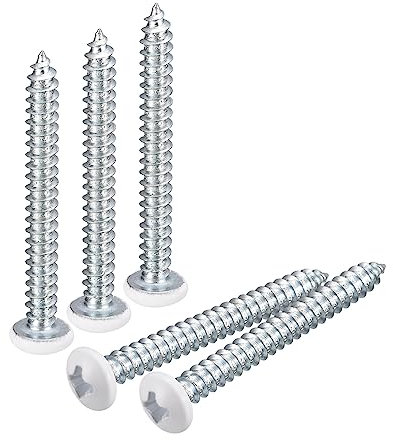 QUARKZMAN ST4x40mm Bianco Viti Autofilettanti Viti 50pz Metallo Bombata Testa Croce Viti per Legno per Falegnameria Testa Piatta Phillips Universale