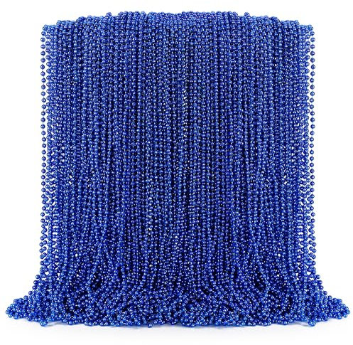 EOBOH Mardi Gras Perlen-Halskette, blaue Perlenketten, 83,8 cm, Weihnachtsdekoration, Partyzubehör, Festival-Parade, Überwurf-Zubehör für Hochzeit, Geburtstag, Piraten-Mottoparty, Dekoration, 100