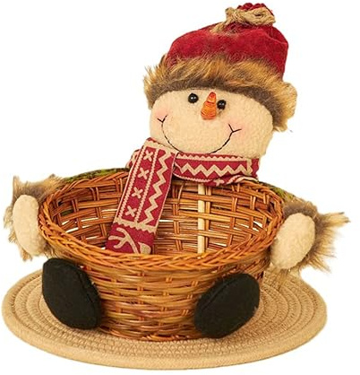 Cuenco de caramelo de Navidad, cesta de caramelos, decoración de Navidad, muñeco de nieve, aperitivos, caramelos, cestas de almacenamiento de muñeco de nieve