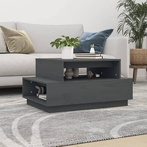 BUKSCYJS Truhentisch Couchtisch,Modern Sofa Tischcouchtisch Grau 80x55x40,5 cm Massivholz Kiefergeeignet FüR Wohnzimmer, Neben Dem Sofa, Arbeitszimmer, Konferenzraum