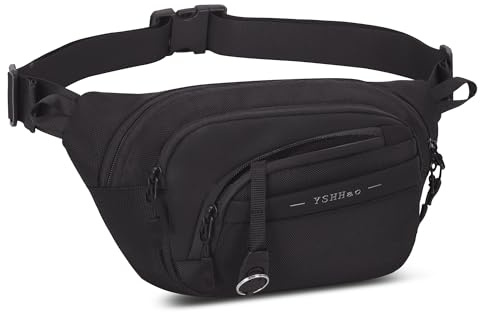 YSHHao Bauchtasche Herren und Damen Gürteltasche Wasserdicht Hüfttasche für Outdoor Reisen Sport Wandern Joggen Hundespaziergänge (Schwarz)
