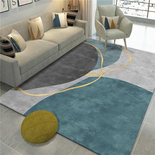 AU-OZNER teppiche für Wohnzimmer Blauer Teppich, antibakterieller, leicht zu reinigender Couchtisch-Teppich für Schlafzimmerkinderzimmerteppich,Blau,180x250cm