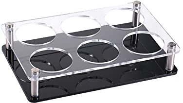 Duiaynke Vassoio per tazze in vetro, per tazze d'acqua, cocktail, bicchieri, per tavolino da caffè, bar, feste (6 fori, nero)