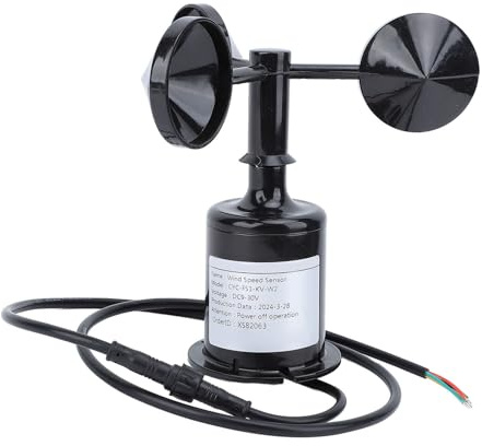 Stazione Meteorologica Esterna da 9‑30 V Sensore di velocità del Ad Alta Precisione 3 Tazze Anemometro Sensore di velocità del Professionale per L'industria Agricoltura