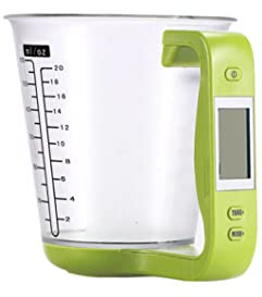 Peosaard Kitchen Electronic Measuring Instrument Multi Function Digital Measuring Jug Kitchen Weigh Temperature Volume Cup Scale With Detachable LCD Display Green,Volume Cup Scale, standard