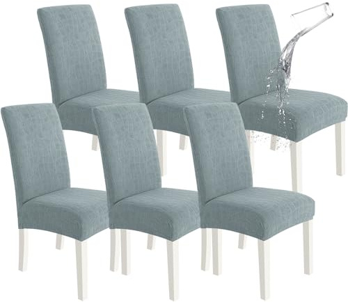 Ystyle Stretch Stuhlhussen 6er Set, Stuhlbezug Elastischer, Hussen Für Stühle Abnehmbarer, Stuhlbezüge Chair Cover Langlebig Universal, Für Bankett Deko Und Hochzeit Partys, Grau Blau