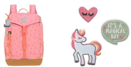 LÄSSIG Kinder Wanderrucksack Kinderrucksack & Textilsticker selbstklebend/Textile Woven Sticker Unicorn