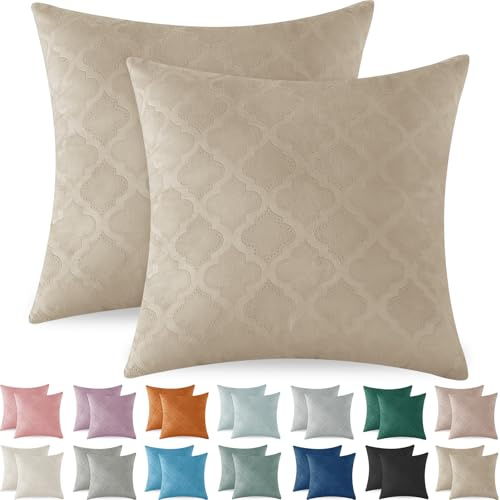 Ystyle Fundas para Almohadones 45x45 de Terciopelo Juego de 2 Decoracion Hogar Funda para Cojin Sofa Cama Salon de Estar Dormitorio Sillas Jardin Habitación Color Sólido, Camel