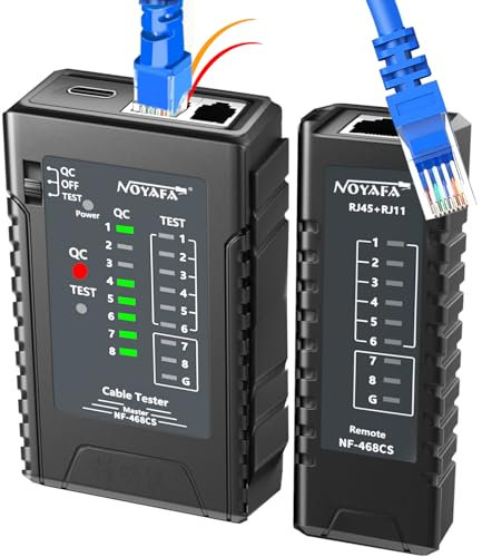NF-468CS Network Cable Tester Ethernet Tester for RJ45 RJ11 RJ12 POE /Cat5 Cat5e Cat6 Cat6a Cat7 UTP/Shield Cables LAN Connection Verifier Cable Test Tool (Professional Grade-black)
