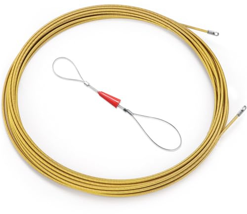 FISHOAKY Ausilio per La Trazione del Cavo da 15 m, 7 mm Tutto Acciaio Cavo di Trazione in Poliestere, Sonda Passacavi Sonda Elettricista per Endoscopica