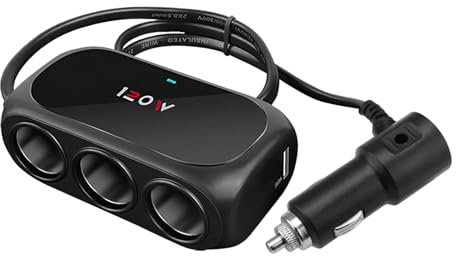 Car Cigarette Lighter Splitter 3 Sockets 120W Fast Cigarette Lighter Dual USB Cigarette Car Charger Adapter 12V/24V Power Outlet Splitter for Vehicle Devices Camera Dash Cam GPS Phones Tablet