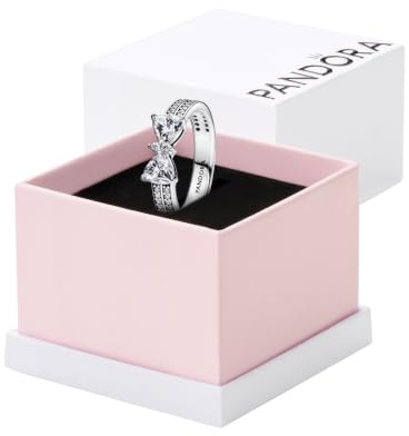 Pandora Damen Silberring mit glitzernder Schleife zweireihig 193552C01