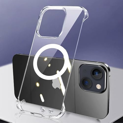 FAOMSEBS Cover per iPhone 14 Trasparente Senza Bordo, Compatibile con MagSafe [Magnetico Potente] (Sensazione di Metallo Nudo) Custodia Sottile Case iPhone 14 per MagSafe Cover Rinfrescante 6,1'' 2022