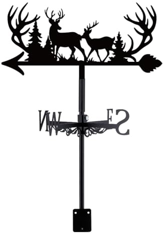 SUPERDANT Antlers Weather Vane Forest Deer Weathervanes Black Metal Wind Vanes Animal Weather Vanes Weathervane Garden Ornament for Farmhouse Garden Outdoor Yard Roof Shed Paddock Decoration