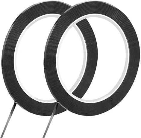 Lot de 2 rubans adhésifs fins pour tableau blanc, 3 mm x 66 m, pour bureau, école, graphisme, grille et marquage (noir)