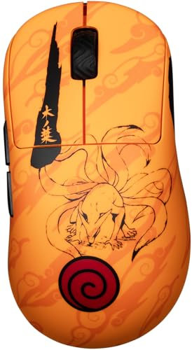 Konix Naruto Shippuden Ratón Gaming Cable/inalámbrico PC - Edición Pro Collector Numerada - 32 000 dpi - Autonomía 70 h - Diseño Kurama/Kyûbi - Naranja