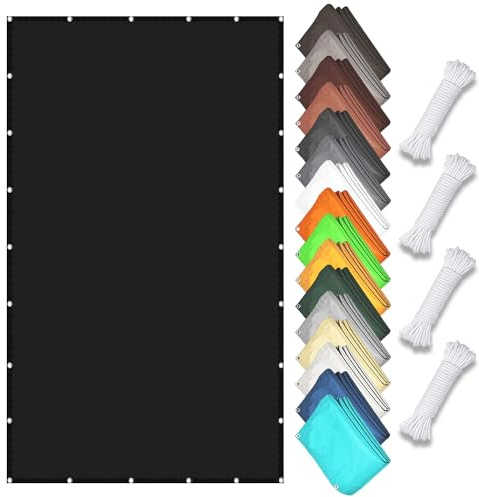 Vela Ombreggiante Impermeabile 150 x 150 cm Impermeabile Protezione Raggi UV Telo Parasole Tenda da Sole Esterno con Corde e Occhiello per Giardino Piscina Balcone, Nero