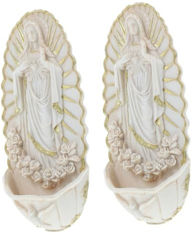 BESTYASH 2pcs Holy Water Font Elegant Wall Decoration for Spiritual Decor for First Communion Religious Settings of Meaningful