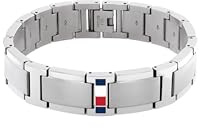 Tommy Hilfiger smycken länkarmband för män i rostfritt stål med den ikoniska flaggan - 2790657