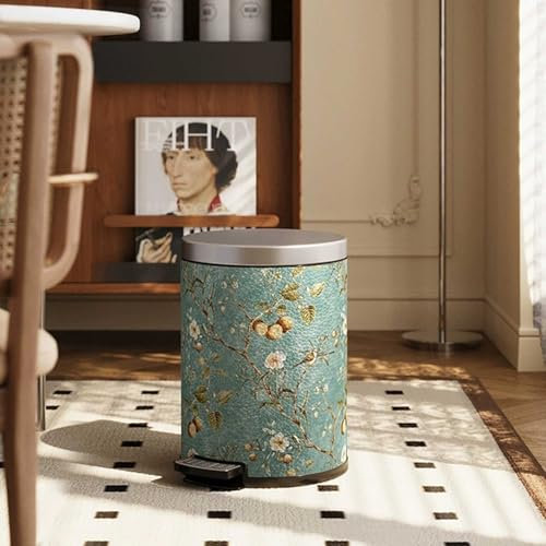 Poubelle en cuir, corbeille à papier décorative rétro, capacité 10 L/14 L, petite corbeille à papier, poubelle étanche en acier inoxydable pour salle de bain, chambre, bureau, cuisine et salon(28x28x3