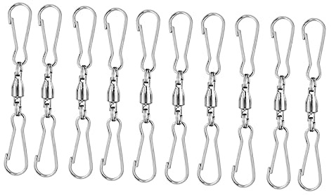 DECOMELODY 10Pcs Dual Clip Wind Sock Hooks Rotatable Swivel Hangers for Outdoor Bird Feeders Flower Baskets and Wind Chimes Strong Bearing Capacity Indoor and Outdoor Hanging Accessories