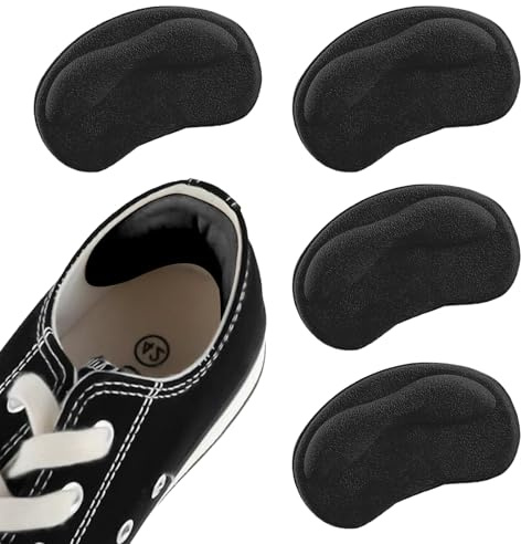 DAJING 4 PCS Heel Cushion Pads,Heel Grips,Heel Grips for Ladies Shoes,for High Heels,Running Shoes etc.Ensure That They Stay Safe in Various Activ (4 Black, 6 * 10cm)