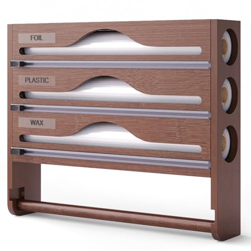 carta per alimenti,dispenser di pellicola in alluminio con taglierina e porta cucina, porta rotoli alluminio e pellicola,supporto portaoggetti per parete/cassetto da cucina