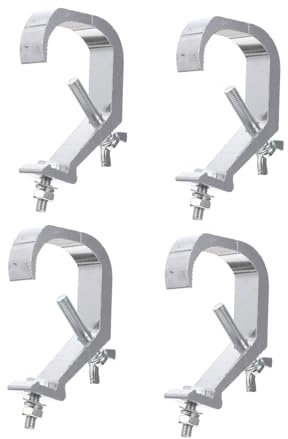 WOONEKY 4pcs Aluminum Stage Light Clamp Hooks with Anti-Slip Teeth Load Bearing C-Clamps for Dj Truss Spotlight Mounting Adjustable Screw Knob for Theater Bar Stage Lighting
