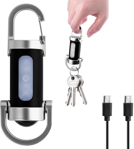 800LM Keychain Flashlight Rechargeable, Waterproof Keyring Torch Mini LED Key Ring Light with Strong Brightness with Power Bank for Camping, Hiking, Outdoor Emergency (Black) [Energy Class A+++]