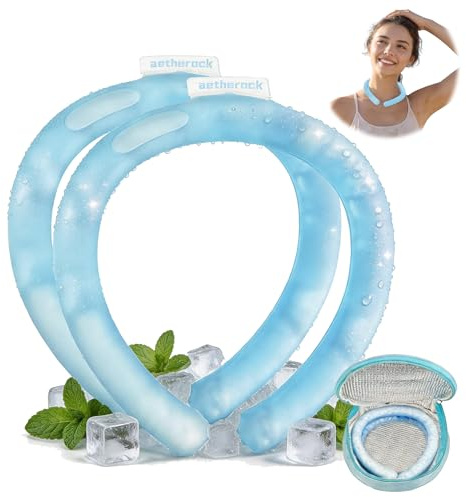 2 PCS Neck Cooling Tube,with Insulated Carry Bag,Reusable Ice Pack,Neck Coolers for Hot Weather,Ice Ring for Summer Heat,Personal Cooling Device,Ideal for Sports,Outdoor Activities (Blue+Blue)