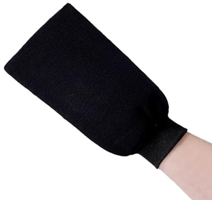 Guanto Esfoliante Singolo, A Doppia Faccia, Addensato E Allargato, Design Del Polsino, Nero