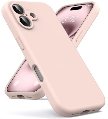 Oududianzi - Cover per iPhone 16 Silicone Liquido Case, Rosa | Interno in Microfibra Morbida, Custodia Protezione Antiurto Resistente Aantigraffio