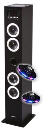 Colonne HiFi Tour de Son multimédia Lecteur CD DS120CD Bluetooth USB/SD/Radio FM - Puissance de 60 Watts, Lumières LED OVNI