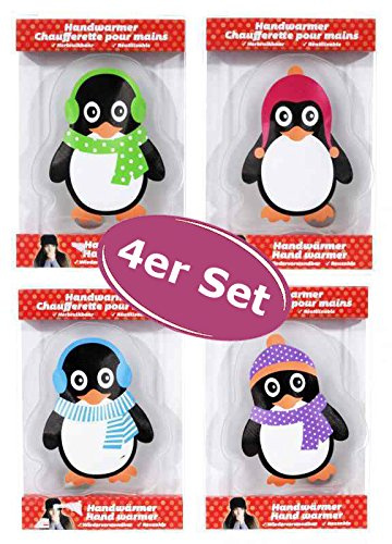 4er Set Taschenwärmer Pinguin itsisa® (tolles Wichtelgeschenk) Handwärmer, Taschenheizkissen